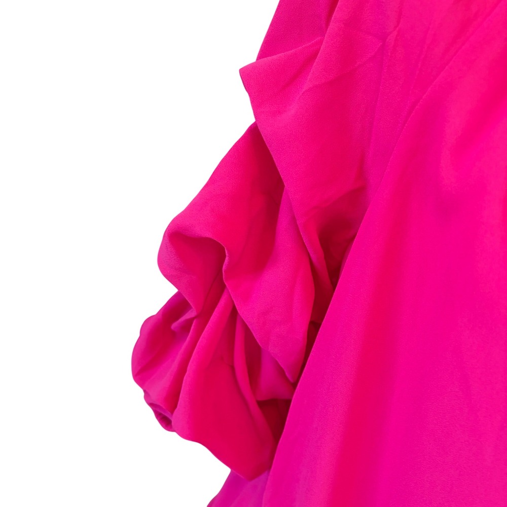 CeCe Hot Pink Bubble Ruffle Sleeve Off Shoulder Top Sz Large Barbiecore Summer - Picture 2 of 9